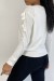 Pull basique blanc à noeuds papillons sur les épaules | 10,92 $ | OKKO MODE