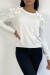 Pull basique blanc à noeuds papillons sur les épaules | 10,92 $ | OKKO MODE