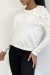 Pull basique blanc à noeuds papillons sur les épaules | 10,92 $ | OKKO MODE