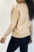 Beige Round Neck Sweater with Faux Fur and Rhinestone Detail | $10.92 | OKKO MODE