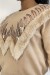 Beige Round Neck Sweater with Faux Fur and Rhinestone Detail | $10.92 | OKKO MODE