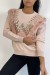 Jersey cuello redondo con detalle de piel sintética y strass | 10,92 $ | OKKO MODE