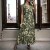 Vestido largo estampado hoja verde cruzado y fruncido a la cintura | 129,71 $ | OKKO MODE