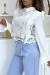 White Lace and Tulle Peter Pan Collar Blouse | $10.92 | OKKO MODE