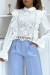 White Lace and Tulle Peter Pan Collar Blouse | $10.92 | OKKO MODE