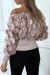 Haut rose col bateau avec taille élastique et motif satiné | 5,25 € | OKKO MODE
