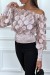 Haut rose col bateau avec taille élastique et motif satiné | 5,25 € | OKKO MODE