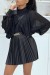 Schwarze Bluse mit Ballonärmeln aus Voile | 7,96 $ | OKKO MODE