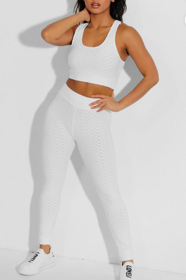 Ensemble legging et top push up blanc - 1