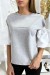 Haut gris bi-matière avec manche bouffante dénudé | 3,41 $ | OKKO MODE