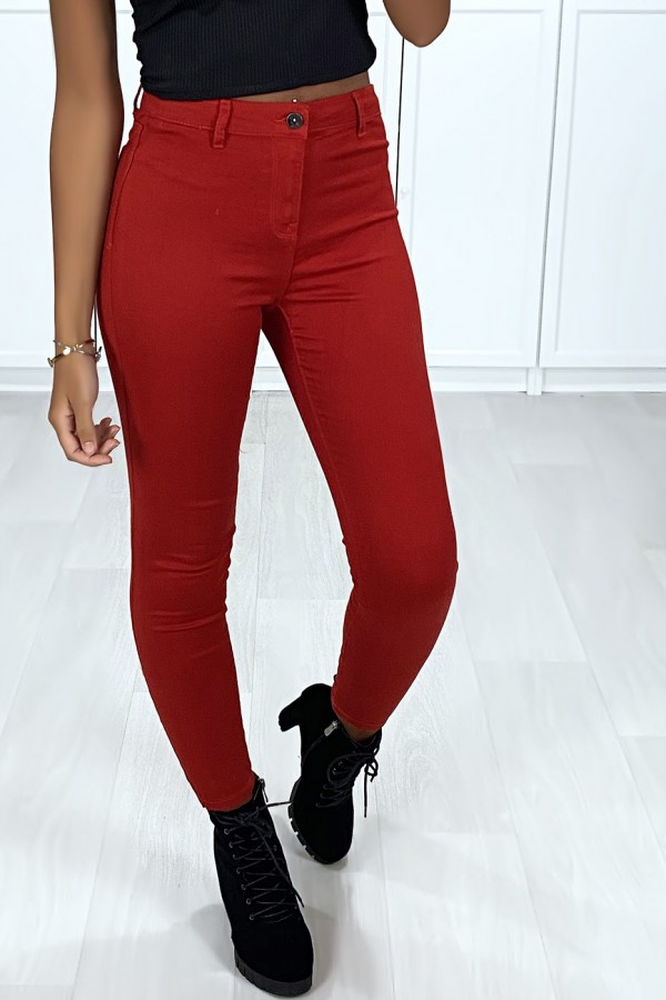 Jeans slim rouge très extensible avec poches à l'arrière - 3