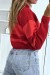 Pull rouge côtelé et col roulé à bandes | 6,30 € | OKKO MODE