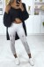 Legging corsaire gris matière brillante et extensible effilé à lavant | 1,14 $ | OKKO MODE