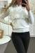 Blusa blanca con volantes delanteros y traseros | 7,96 $ | OKKO MODE