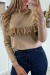 Pull camel à volant à lavant et larrière | 7,96 $ | OKKO MODE