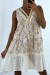 Robe dété beige à imprimé coloré et crochet style bohème | 8,19 $ | OKKO MODE