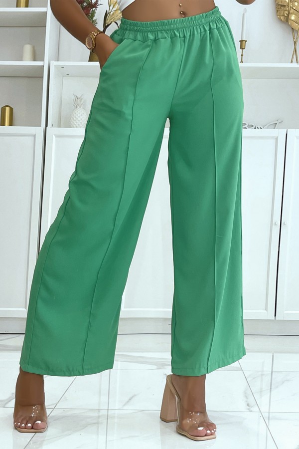 Pantalon palazzo vert léger et confortable - 2