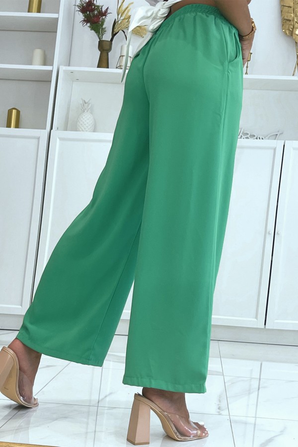 Pantalon palazzo vert léger et confortable - 3