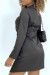 Robe chemise froncée satinée noir | 11,38 $ | OKKO MODE