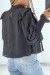 Blouse noir style classique à volants et manches bouffantes | 7,35 € | OKKO MODE