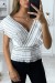 White Plisse and Ruffle Wrap Top | $5.69 | OKKO MODE
