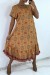 Mustard Yellow Short Sleeve Maxi Dress with Colorful Print | $8.19 | OKKO MODE