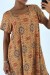 Mustard Yellow Short Sleeve Maxi Dress with Colorful Print | $8.19 | OKKO MODE