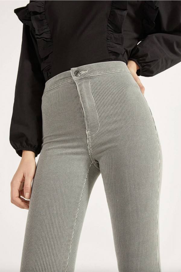 Jeggings noir et blanc rayé avec poches arrières - 3