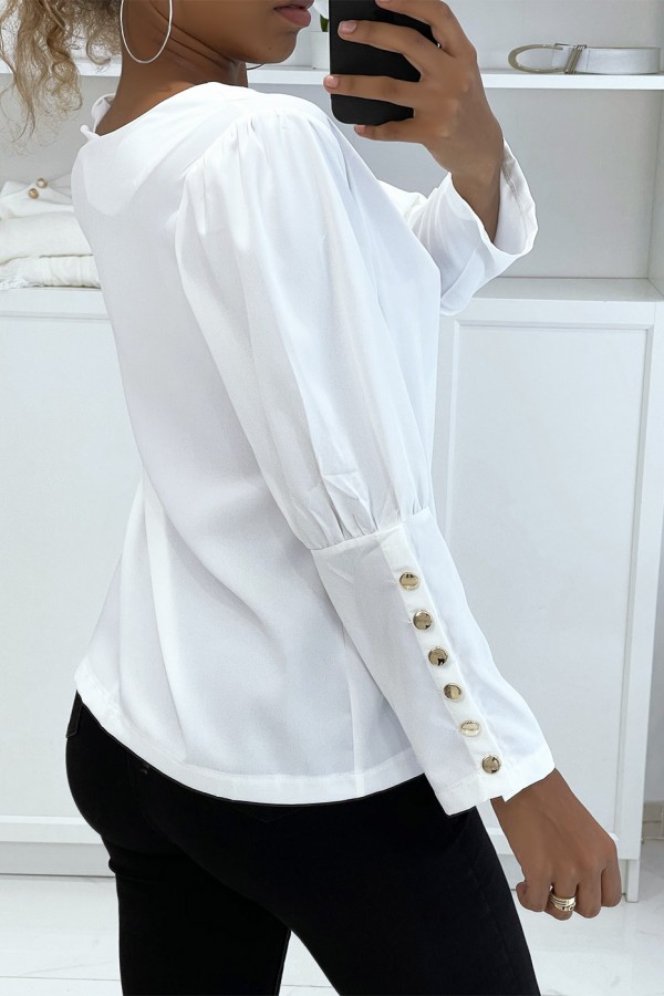 Blouse blanche à boutons dorés - 6