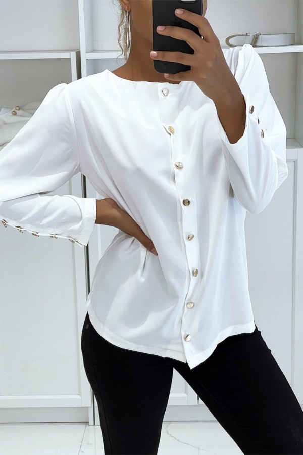 Blouse blanche à boutons dorés - 8