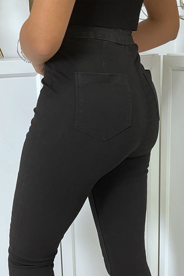 Jean slim noir taille haute avec poches arrières - 1