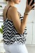 Débardeur zigzag noir et blanc avec volant et mini pompon - Style élégant et fantaisie | 3,15 € | OKKO MODE