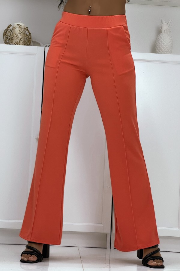 Pantalon patte d'éléphant corail - 4