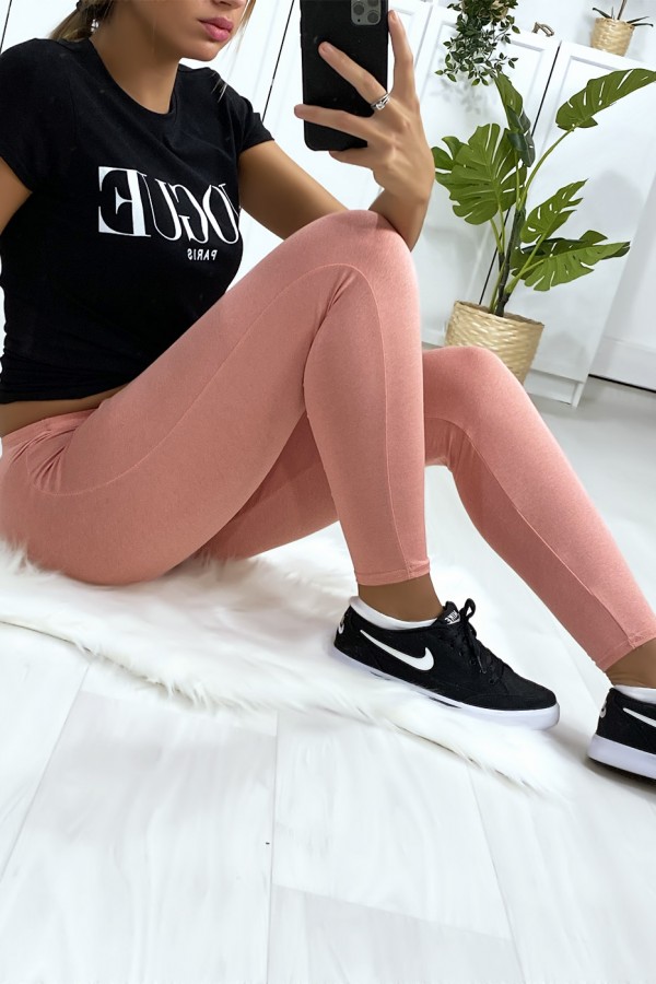 Leggings uni basique couleur rose  . - 2