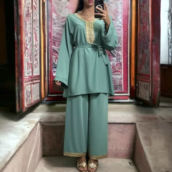 Oversized Aqua Green Tunic with Palazzo Pants