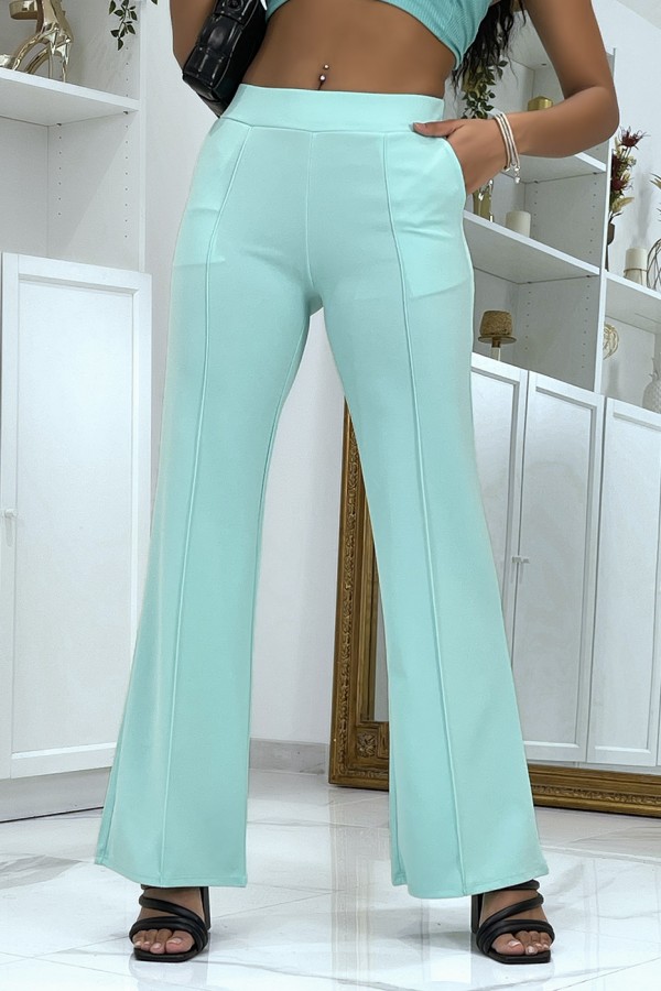 Pantalon patte d'éléphant vert d'eau - 4