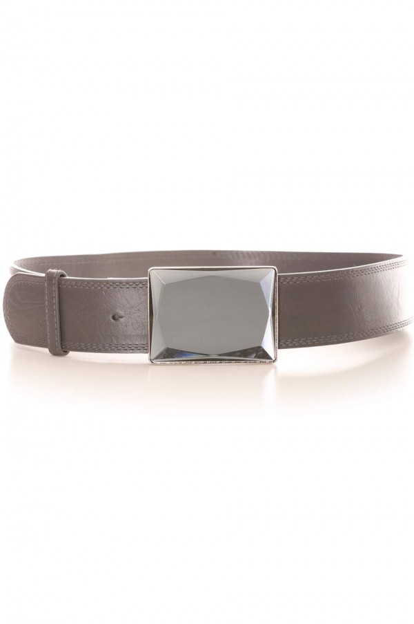 Ceinture gris foncé avec boucle carrée effet miroir. Accessoire LDF0058 - 1