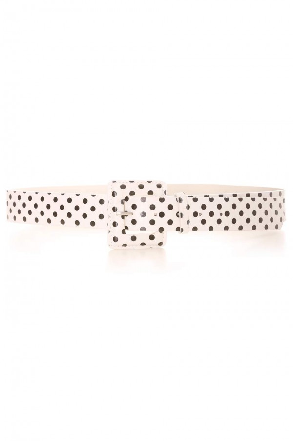 Ceinture blanche avec à pois noir. Accessoire BG-1002 - 1