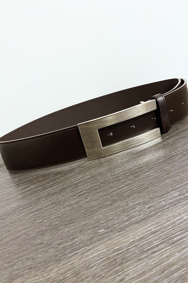 Ceinture noir avec boucle rectangulaire argenté - 1