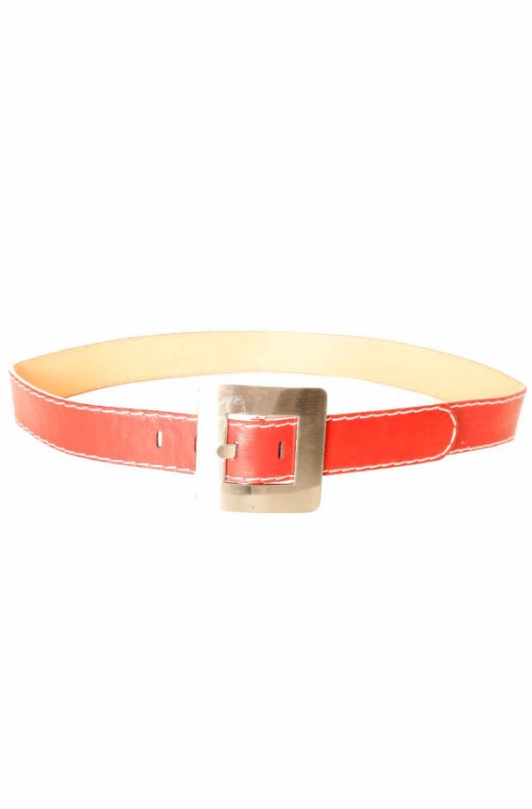 Ceinture Rouge avec couture blanche à boucle carré CE 504 - 1