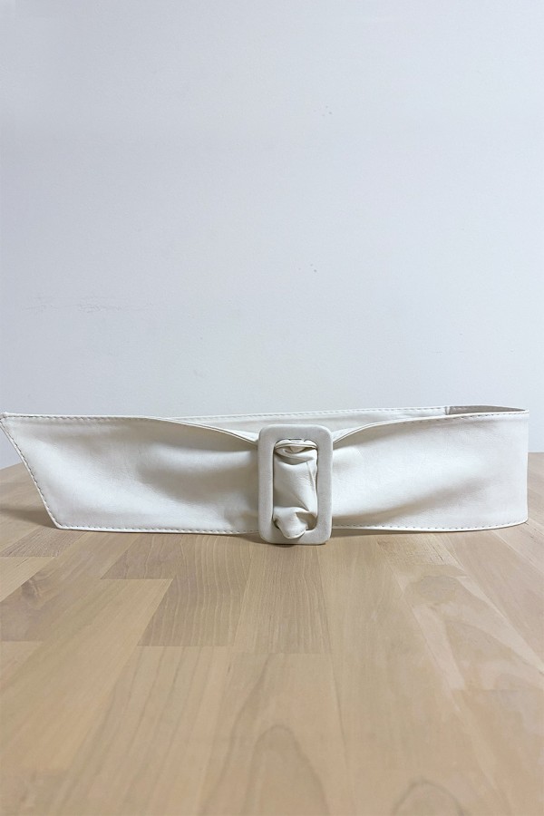 Ceinture blanche avec boucle rectangle - 1