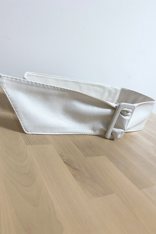 Ceinture blanche avec boucle rectangle - 2