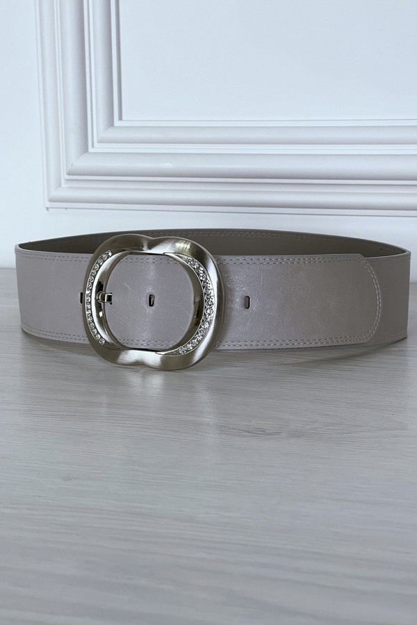 Ceinture grise à boucle ovale à strass - 5