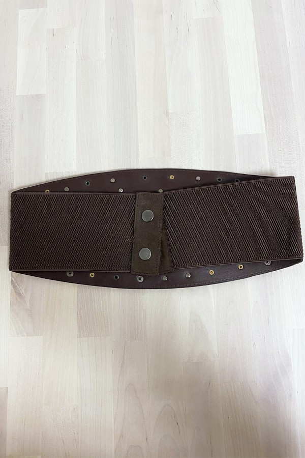 Grosse ceinture de taille en suédine choco avec élastique au dos - 3