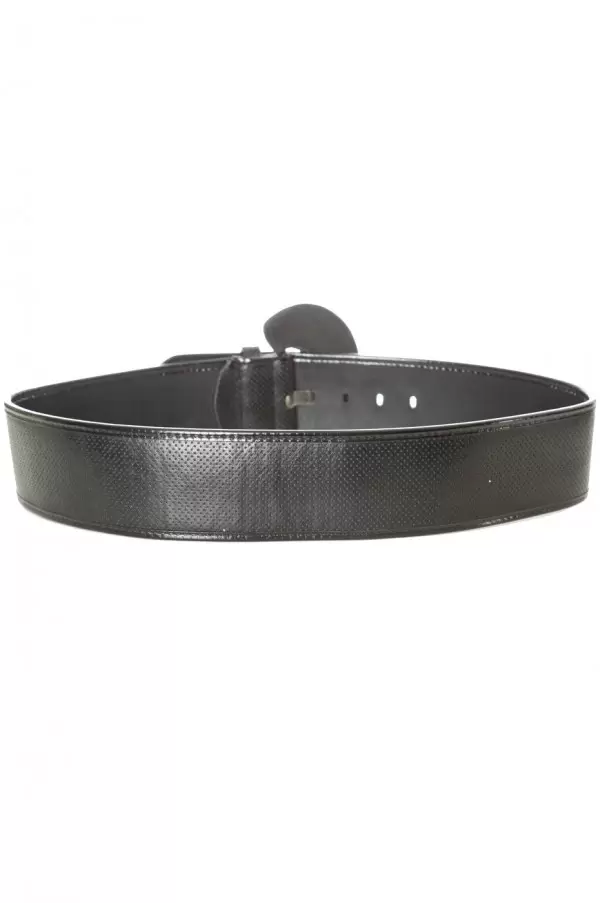 Ceinture noir style matelassé avec boucle ovale brillante. BG-0101 - 2