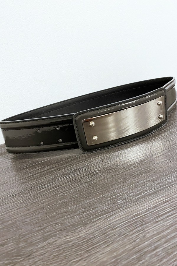 Ceinture noir avec longue boucle rectangulaire - 2