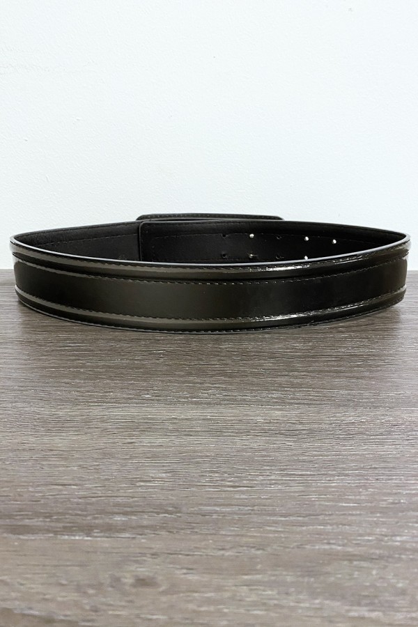 Ceinture noir avec longue boucle rectangulaire - 4