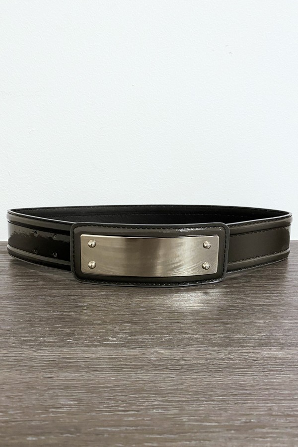 Ceinture noir avec longue boucle rectangulaire - 5