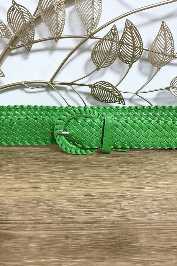 Ceinture tressé en simili vert - 2