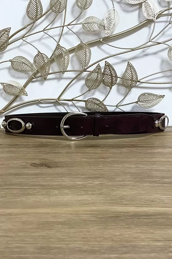 Ceinture violet en simili avec accessoires cercles à la taille
